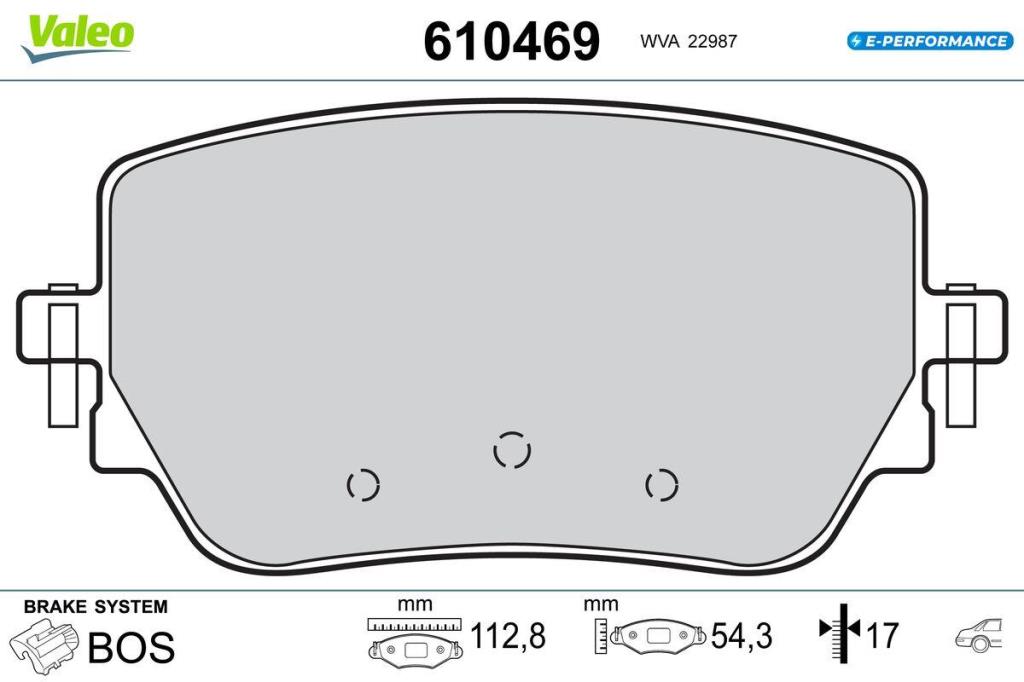 Jeu de 4 plaquettes de frein VALEO ref. 610469
